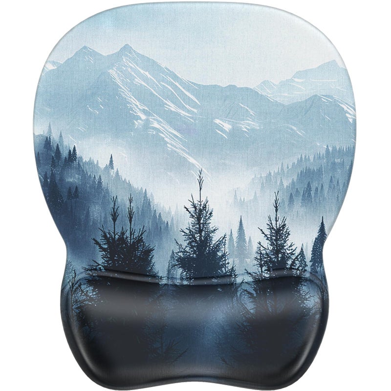 MROCO Ergonomic Mouse Pad with Gel Wrist Rest, Smooth Wrist Support Surface, Non-Slip PU Base for Pain Relief, Comfortable Mousepad for Computer, Laptop, Office & Home, 9.4 x 8.1 in, Cloud Forest - Image 1