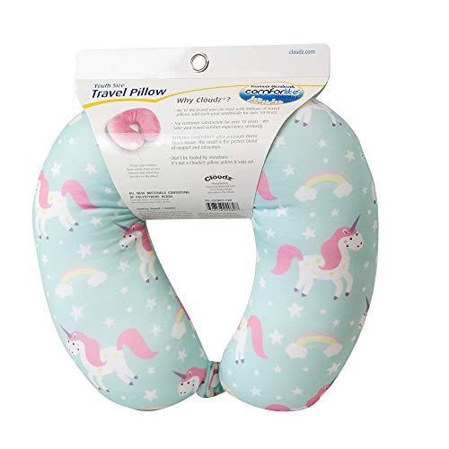 Cloudz Kids Patterned Microbead Airplane Travel Neck Pillow. Super Soft Cozy Cool Fabric and Ultra Premium Comforlite Microbeads will Keep your Kids Comfy and Supported at Home or On the Go! - Unicorn - Image 2