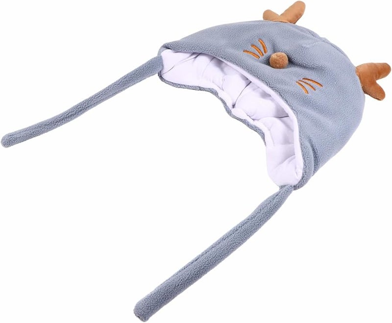 Antler Cotton Hat Blue Warm Comfortable Outdoor Activities Skin Friendly Design - Image 1