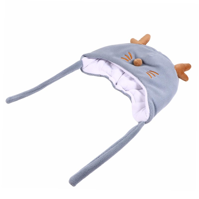 Antler Cotton Hat Blue Warm Comfortable Outdoor Activities Skin Friendly Design - Image 2
