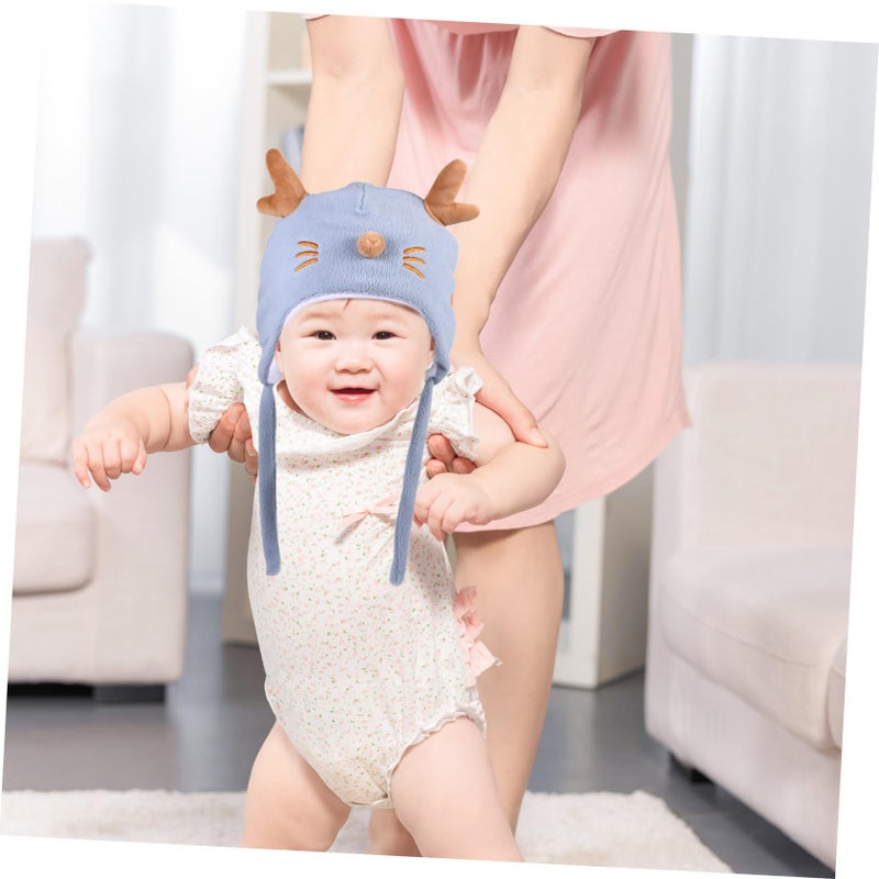 Antler Cotton Hat Blue Warm Comfortable Outdoor Activities Skin Friendly Design - Image 3