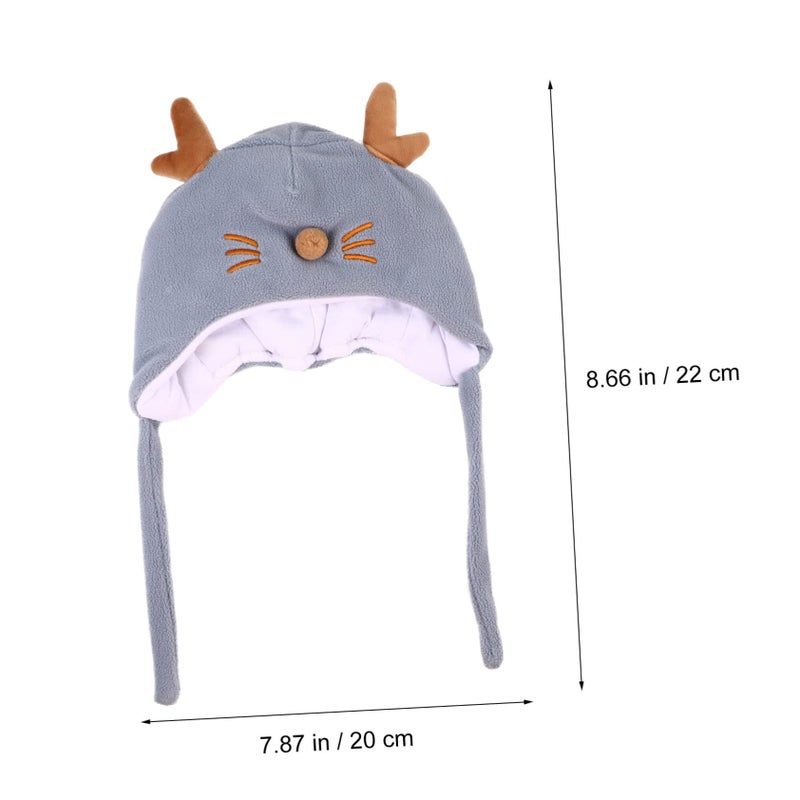 Antler Cotton Hat Blue Warm Comfortable Outdoor Activities Skin Friendly Design - Image 5