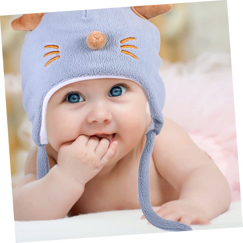 Antler Cotton Hat Blue Warm Comfortable Outdoor Activities Skin Friendly Design - Image 4