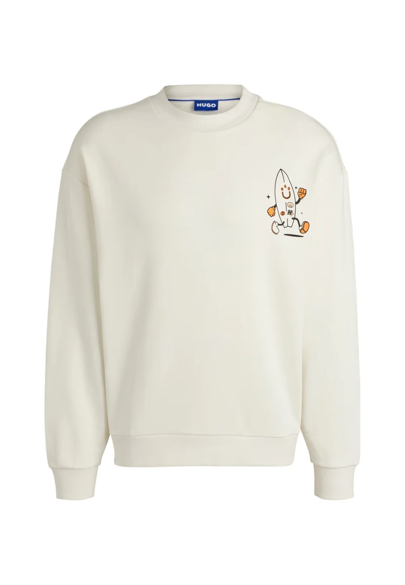 HUGO Cotton-terry sweatshirt with Happy HUGO logo