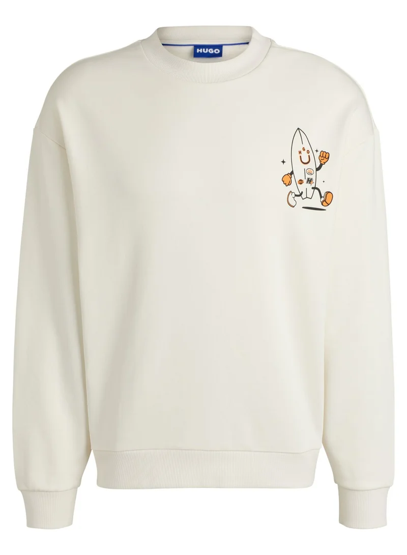 HUGO Cotton-terry sweatshirt with Happy HUGO logo