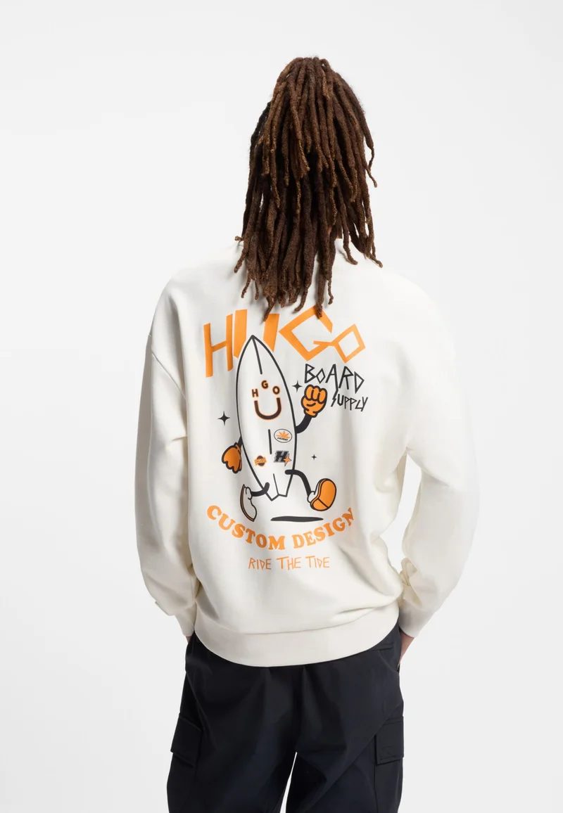 HUGO Cotton-terry sweatshirt with Happy HUGO logo