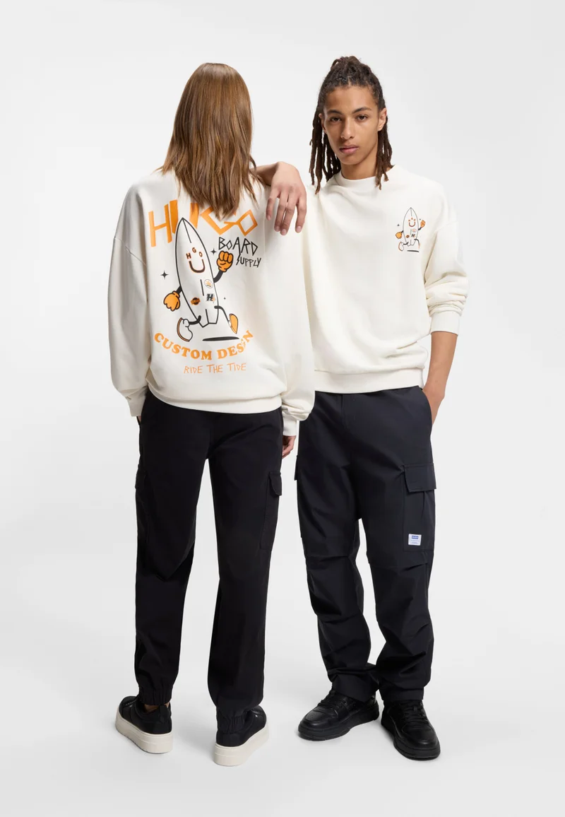 HUGO Cotton-terry sweatshirt with Happy HUGO logo