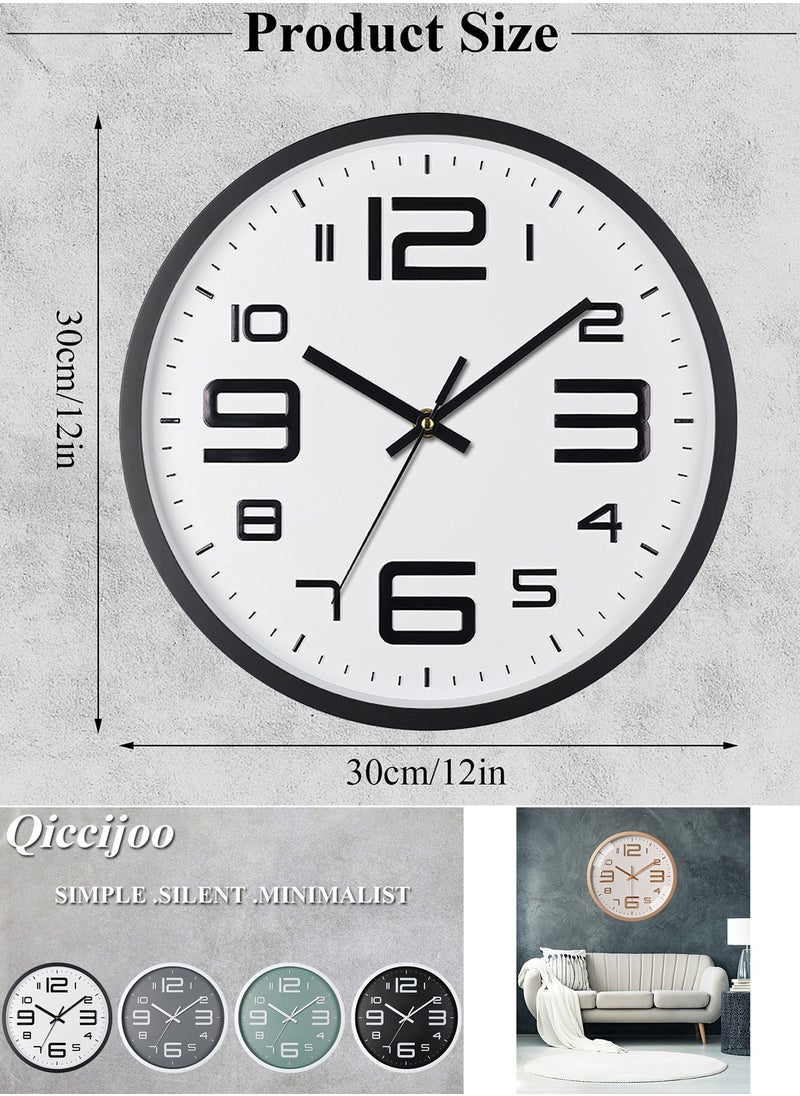 Qiccijoo Qiccijoo Wall Clock 12-inch Silent Non-Ticking Round Wall Clocks Battery Operated Easy to Read for Home/Office/School/Kitchen/Bedroom/Living Room(White)  - Image 2