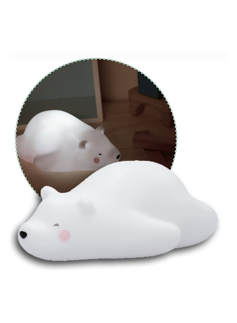 REER lumilu Lazy Friends Bear, Cute Bear Night Light with 2 Brightness Levels, White/Neutral - Image 1