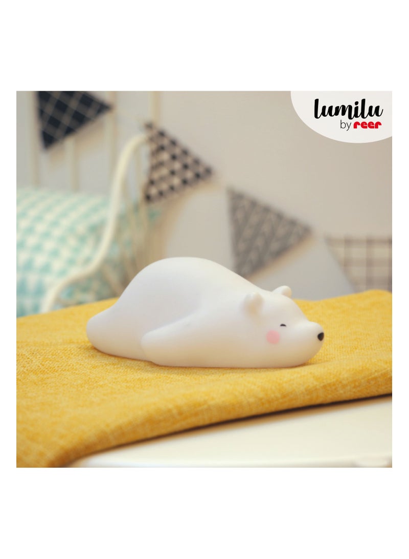 REER lumilu Lazy Friends Bear, Cute Bear Night Light with 2 Brightness Levels, White/Neutral - Image 3