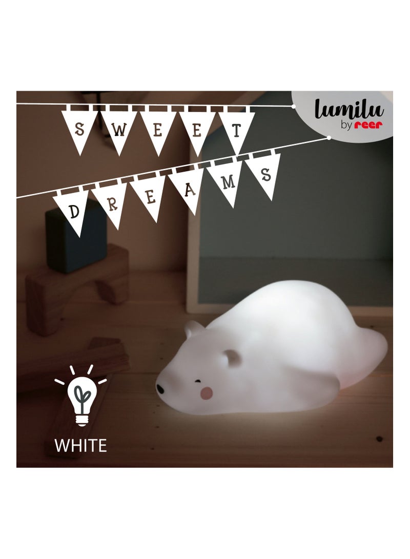 REER lumilu Lazy Friends Bear, Cute Bear Night Light with 2 Brightness Levels, White/Neutral - Image 2