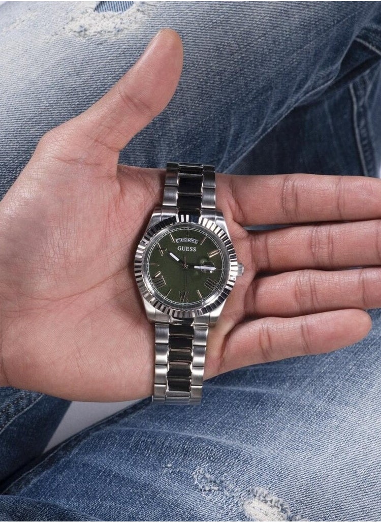 GUESS Men's Watch Green Dial Silver Tone Case Quartz - GW0265G10  - Image 5
