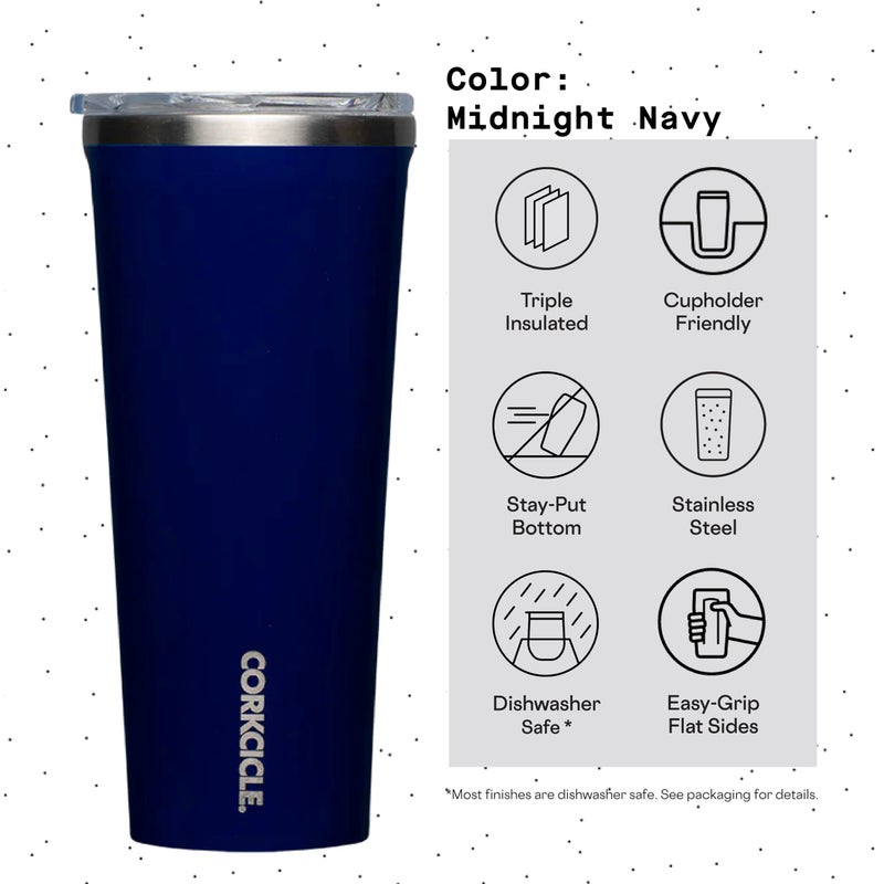 Corkcicle Classic Triple Insulated Coffee Mug with Lid  Gloss Midnight Navy  24 oz - Stainless Steel Travel Tumbler Keeps Beverages Cold 9+hrs  Hot 3hrs - Cupholder Friendly Travel Coffee Tumbler - Image 4
