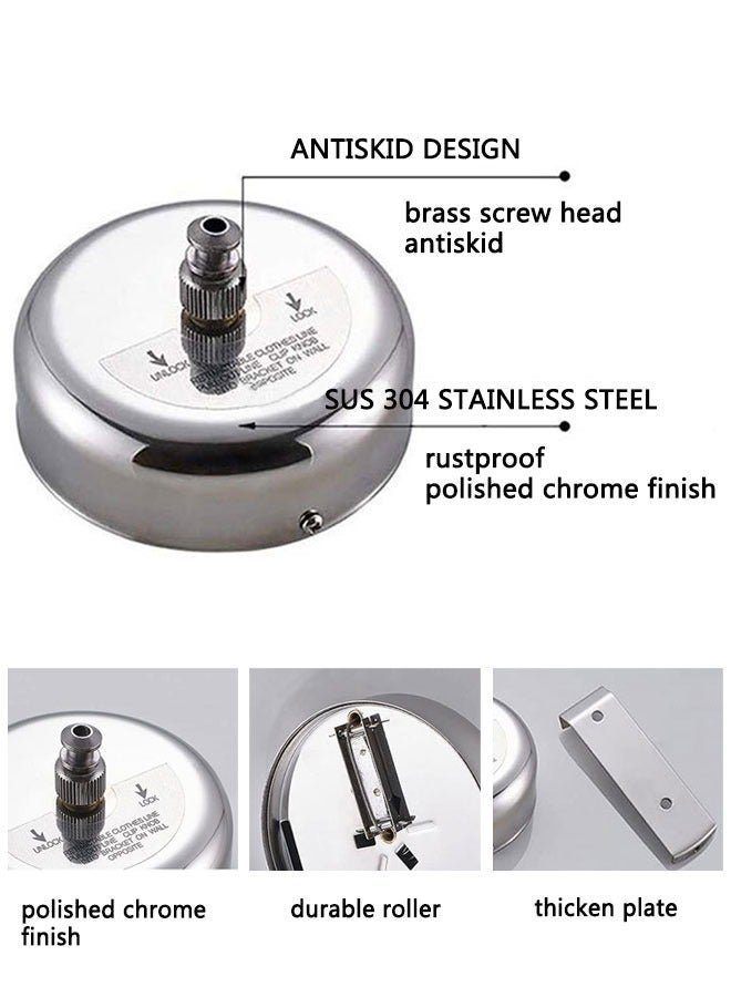 وهاواي 304 Stainless Steel  Clothesline for Hanging Drying Bathroom, Laundry, Hotel, Indoor and Outdoor,Retractable Shower Clothesline 2.8M with Adjustable Stainless Steel Rope String Line - Image 2