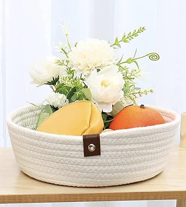 Goodie laundry bag brown hamper baby nursery tray. bucket organizer set of 3 for kids toys, fruits, kitchen, office, shelfs WHITE (Set of All 3 Sizes (S,M & L))  - Image 3