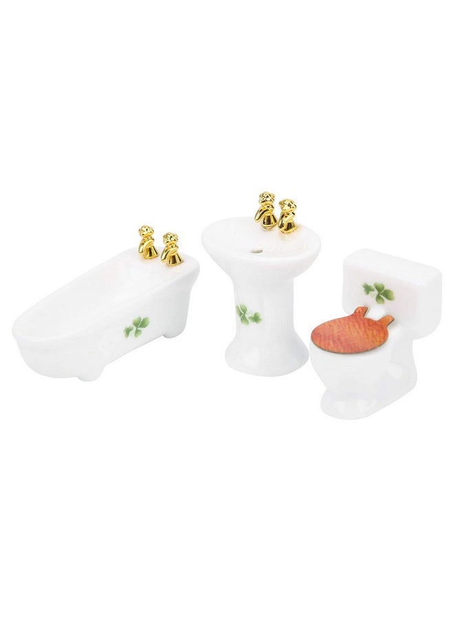 Zerodis 3Pcs 1:24 Doll House Hroom Furniture Set Dollhouse Miniature Hroom Set Simulation Ceramic Htub Toilet Sink Kit(2)  - Image 4