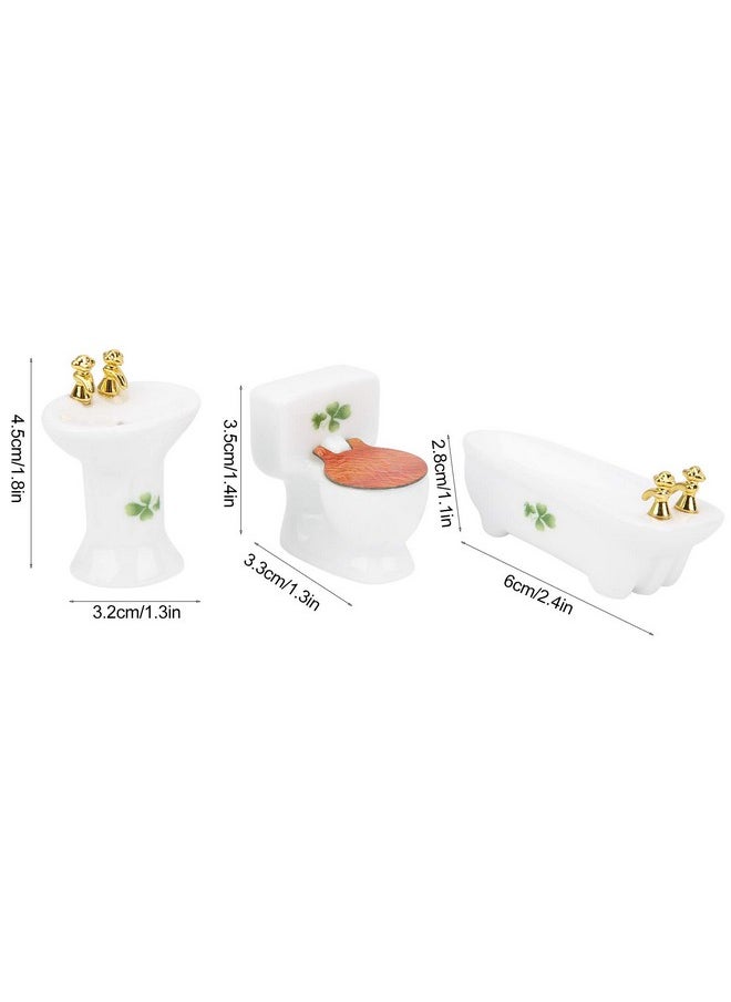 Zerodis 3Pcs 1:24 Doll House Hroom Furniture Set Dollhouse Miniature Hroom Set Simulation Ceramic Htub Toilet Sink Kit(2)  - Image 3