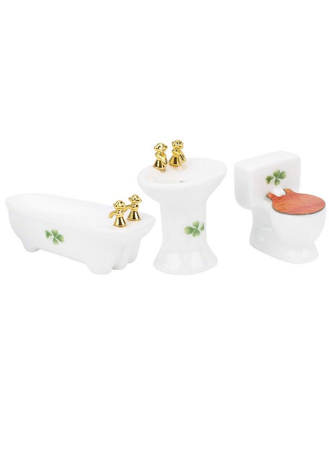 Zerodis 3Pcs 1:24 Doll House Hroom Furniture Set Dollhouse Miniature Hroom Set Simulation Ceramic Htub Toilet Sink Kit(2)  - Image 5