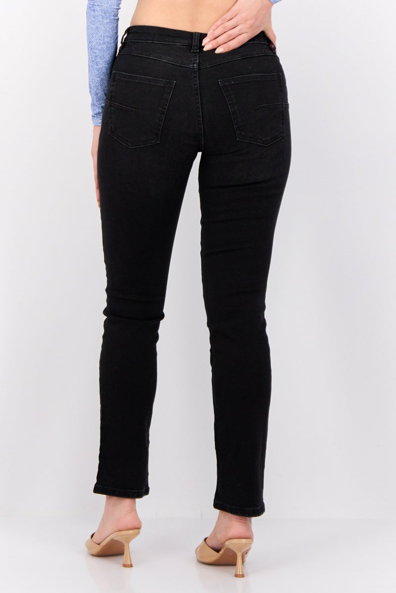 ESPRIT Women Straight Fit Washed Stretchable Jeans, Black - Image 2