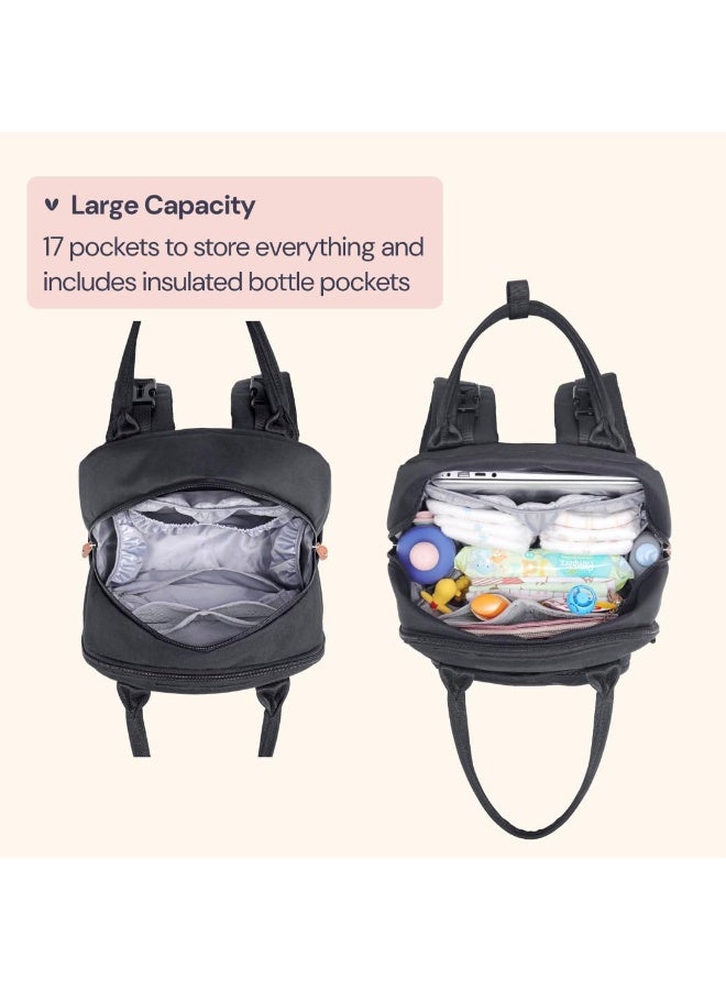 BabbleRoo BabbleRoo Diaper Bag Backpack - Tote - Multi function Waterproof Diaper Bag, Travel Essentials Baby Bag with Changing Pad, Stroller Straps & Pacifier Case - Unisex, Black  - Image 2