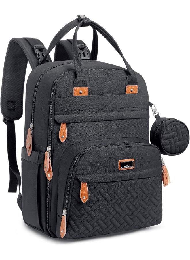 BabbleRoo BabbleRoo Diaper Bag Backpack - Tote - Multi function Waterproof Diaper Bag, Travel Essentials Baby Bag with Changing Pad, Stroller Straps & Pacifier Case - Unisex, Black  - Image 1