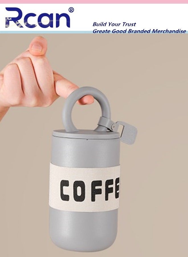 Rcan Stainless Steel Insulated Tumbler, Vacuum Flask with Strap and Handle, Double Wall Travel Coffee Mug, Adult Travel Coffee Cup, Portable Travel Cup 460ML/15oz - Image 3