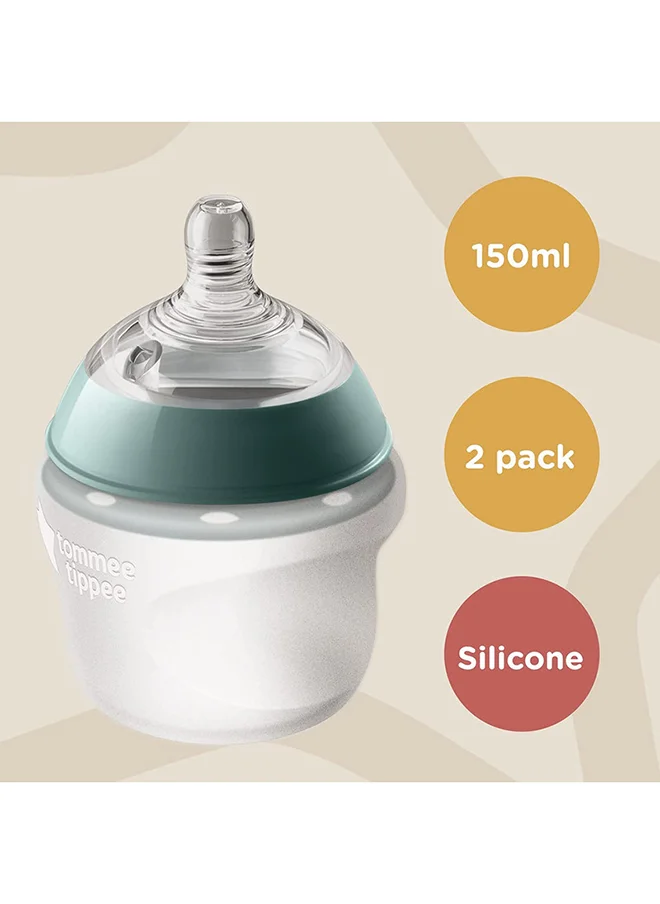 tommee tippee Pack Of 2 Closer To Nature Silicone Baby Bottle - 5Oz, 150 Ml