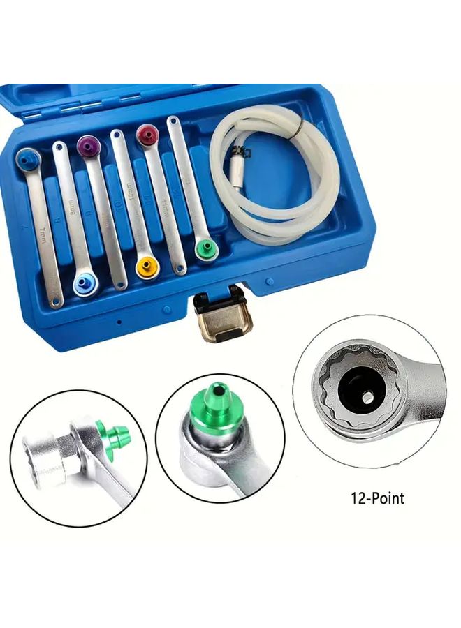 7 Piece Brake Caliper Tool Set with Screw In Grease Sockets Steel Bleeder Wrench Kit - Image 5