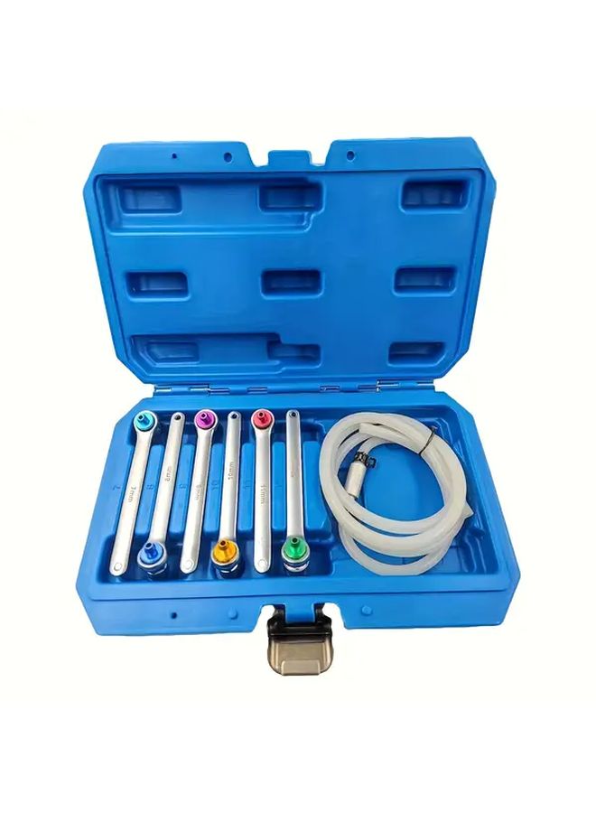 7 Piece Brake Caliper Tool Set with Screw In Grease Sockets Steel Bleeder Wrench Kit - Image 1