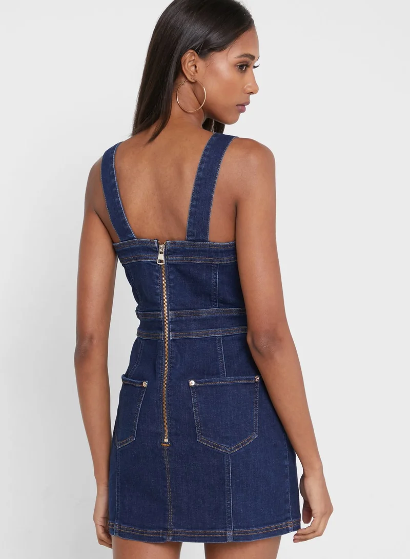 River Island Petite Fitted Dungaree Dress