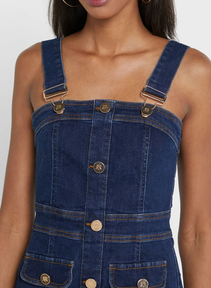 River Island Petite Fitted Dungaree Dress
