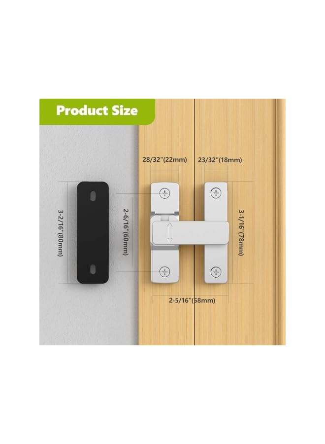 promass Barn Door Lock, 90/180 Degree Zinc Hardware Sliding Door Lock, Heavy Duty Flip Safety Door Latch for Screen, Cabinets, Bathrooms, Gardens, Barns, Pet Doors, Window Cabinets - Image 5