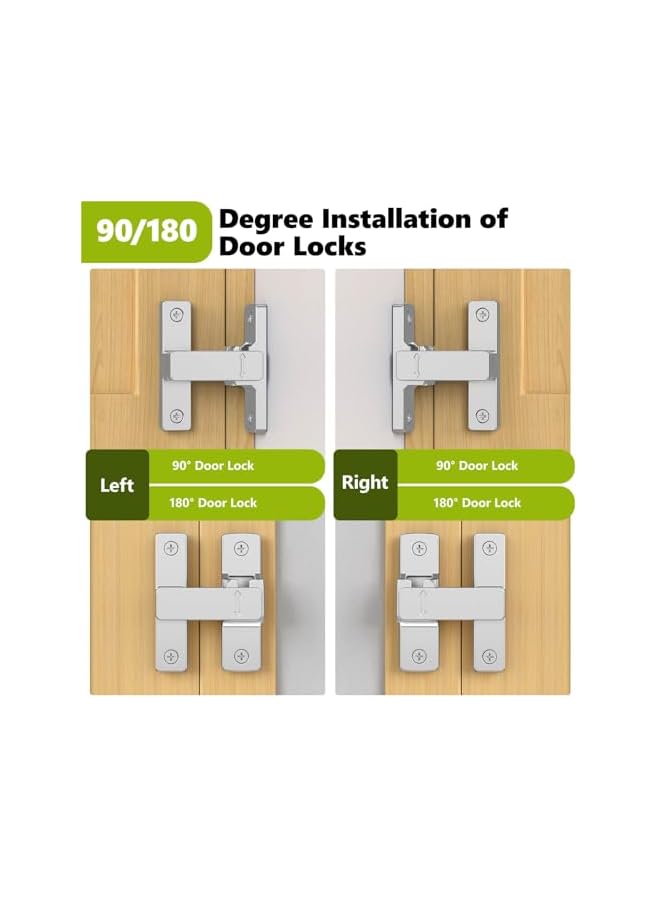 promass Barn Door Lock, 90/180 Degree Zinc Hardware Sliding Door Lock, Heavy Duty Flip Safety Door Latch for Screen, Cabinets, Bathrooms, Gardens, Barns, Pet Doors, Window Cabinets - Image 4