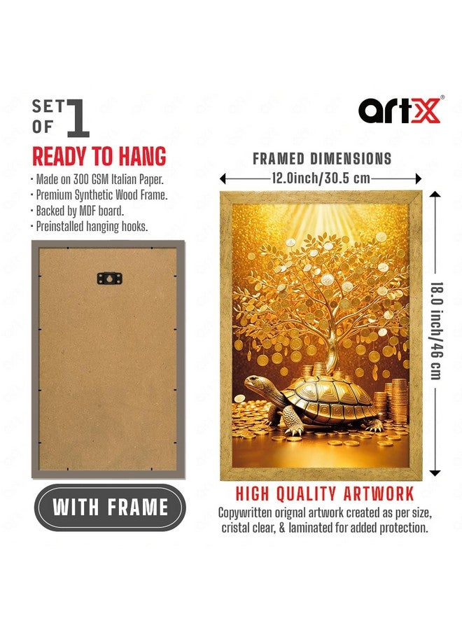 ArtX لوحة شجرة المال من ArtX للفاستو، إطار شجرة المال الذهبية للجدار، 12.0 × 18.0 بوصة، متعددة الألوان، مجموعة من 1 - Image 2