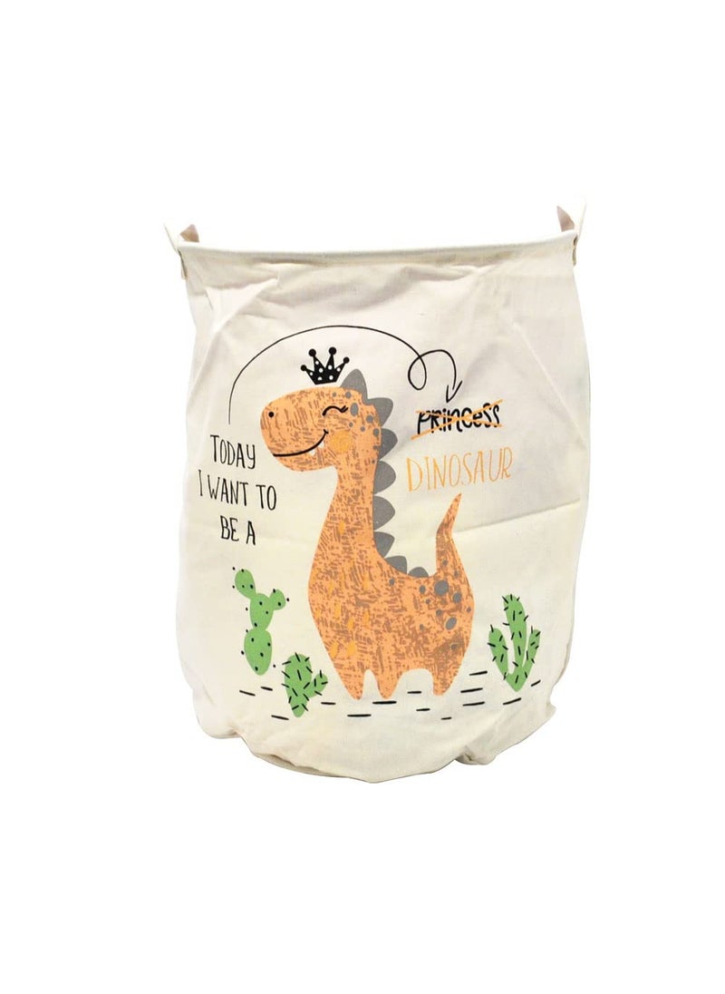 EZ Life - EZ Life Dancing Dino - White, Peach Laundry Basket/Kids Toys Basket (40 x 50 cms) - 1 Pc - Image 1