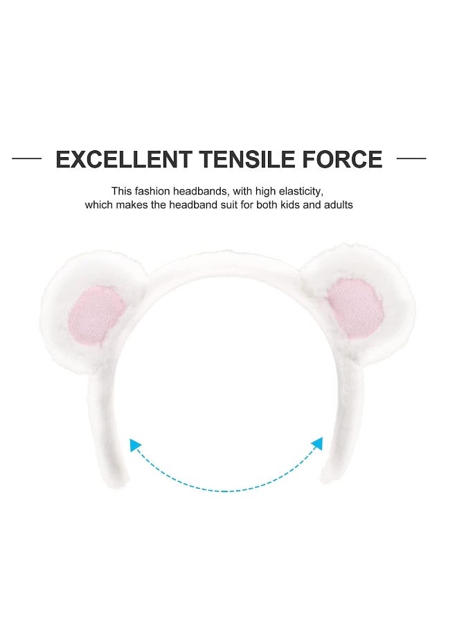 3 Pack Fluffy Bear Ears Headband lovely Animal Ears Hairdband Headwear Fun Shower Makeup Hair Hoop for Girls Womens - Image 2