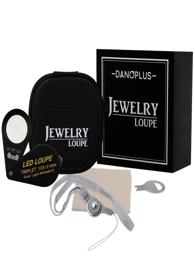 DANOPLUS 10x Magnifier Jewelry Loupe LED UV 21mm Triplet Lens Optical Glass Pocket Gem Magnifying Tool Jeweler, Stamp Philatelist, Coin Numismatic - Image 3