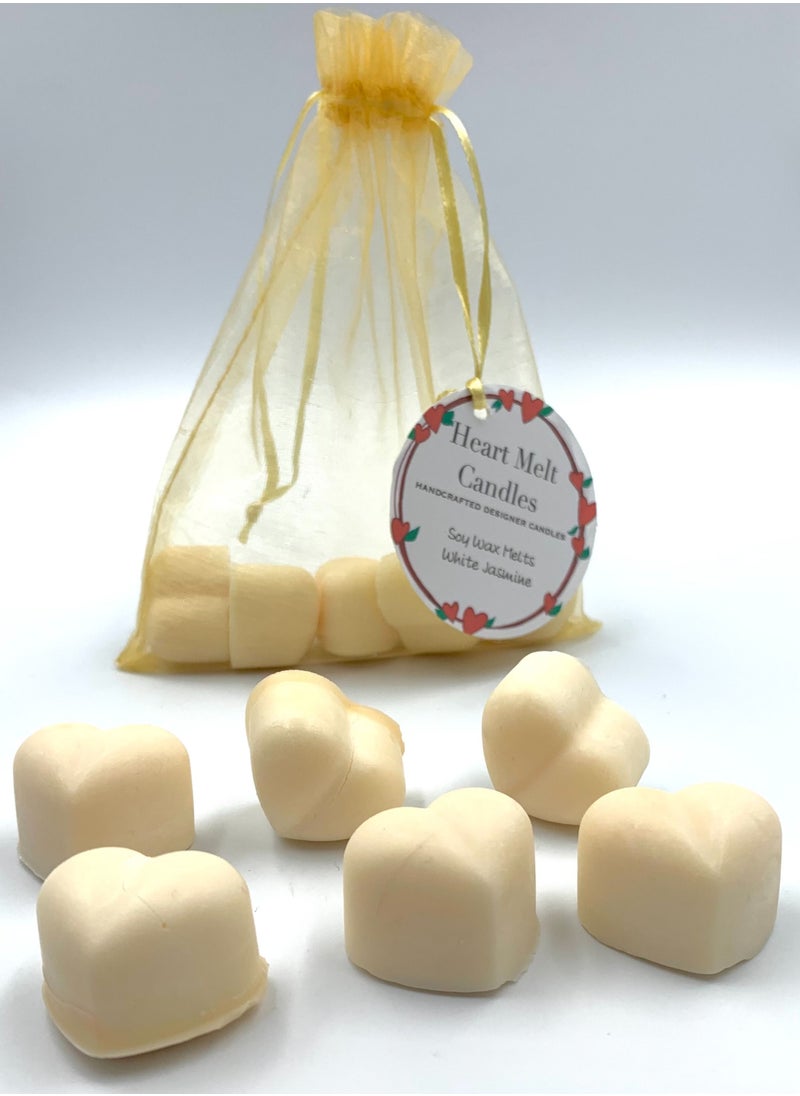 Heart Melt Candles Pure Soy Wax Melts White Jasmine Scented 6-Pieces 60g 