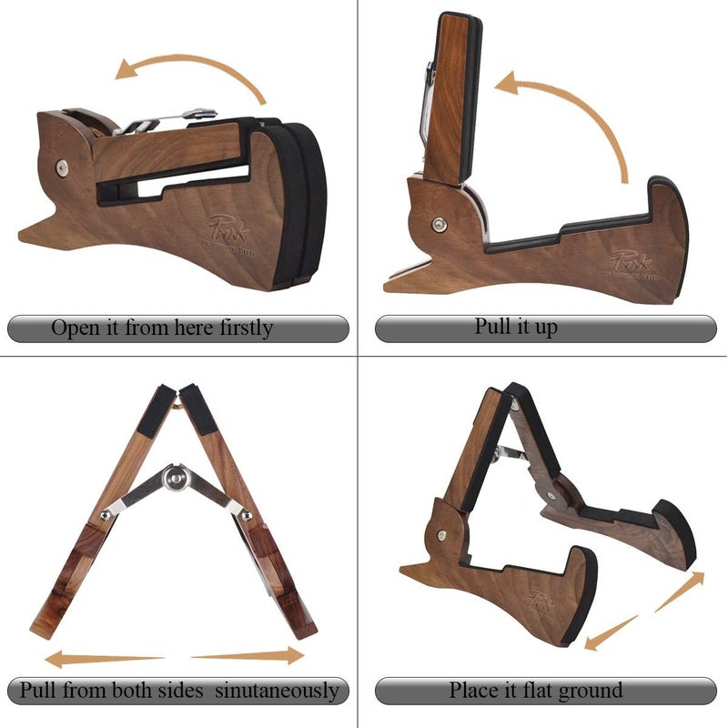 Punk Black Walnut Wood Guitar Stand - Portable Universal Stand for Acoustic, Electric, and Bass Guitars - Image 4