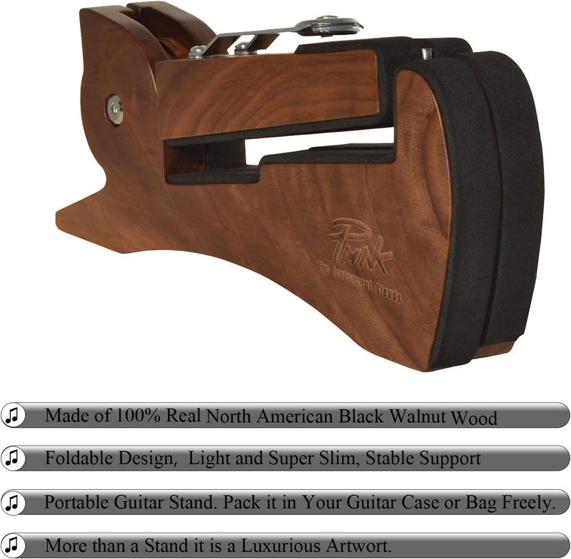 Punk Black Walnut Wood Guitar Stand - Portable Universal Stand for Acoustic, Electric, and Bass Guitars - Image 2