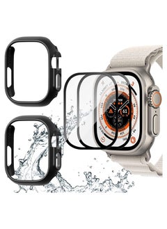 YOMNA YOMNA [2+2 Pack] for Apple Watch Ultra 49mm Screen Protector and Case, 2 Packs Hard PC Frame Cover( Black) with 2 Sets Tempered Glass Screen Protector for Apple Watch Ultra 49mm-Black.  - Image 1