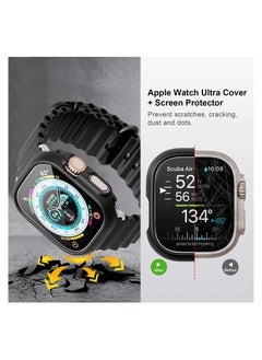 YOMNA YOMNA [2+2 Pack] for Apple Watch Ultra 49mm Screen Protector and Case, 2 Packs Hard PC Frame Cover( Black) with 2 Sets Tempered Glass Screen Protector for Apple Watch Ultra 49mm-Black.  - Image 2