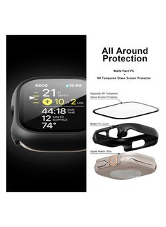 YOMNA YOMNA [2+2 Pack] for Apple Watch Ultra 49mm Screen Protector and Case, 2 Packs Hard PC Frame Cover( Black) with 2 Sets Tempered Glass Screen Protector for Apple Watch Ultra 49mm-Black.  - Image 3