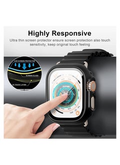YOMNA YOMNA [2+2 Pack] for Apple Watch Ultra 49mm Screen Protector and Case, 2 Packs Hard PC Frame Cover( Black) with 2 Sets Tempered Glass Screen Protector for Apple Watch Ultra 49mm-Black.  - Image 4