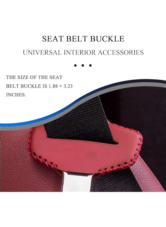 اغطية لابزيم حزام مقاعد السيارة، وسادات جلد لحزام الأمان، مشابك كاتمة للصوت، ملحقات داخلية مضادة للخدش (أحمر) - Image 3