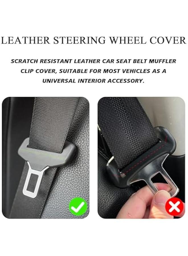 اغطية لابزيم حزام مقاعد السيارة، وسادات جلد لحزام الأمان، مشابك كاتمة للصوت، ملحقات داخلية مضادة للخدش (أحمر) - Image 4