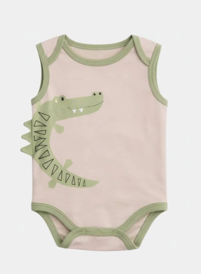 Victor And Jane Baby Boys Sleeveless Crocodile Print Bodysuits - Pack of 3