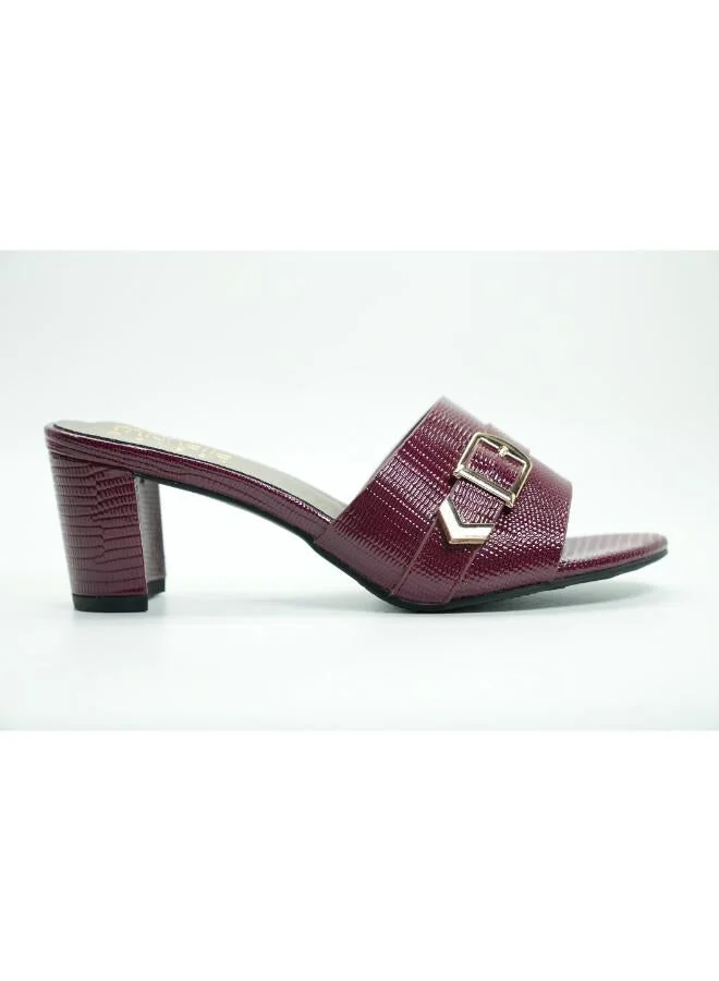 092-3042 Michelle Morgan Stylish Heeled Slide Sandals 413RJ192 Bordo