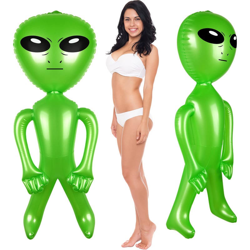 Mototo 2 Pieces Giant Inflatable Alien 63 Inch Jumbo Green Blow Up Inflatable Alien Prop Indoor Outdoor for Game Prize Birthday Space Theme Party Favor Halloween Easter Christmas Yard Decoration - Image 3