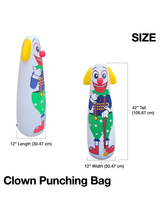 جيت كرييشنز حقيبة ملاكمة مهرج من جيت كرييشنز للأطفال قابلة للنفخ مع صوت صرير وقاعدة مرجحة (يمكنك ملء الماء أو الرمل)، قطعة واحدة، متعددة الاستخدامات، ارتفاع 42 بوصة، FUN-BB03 - Image 2